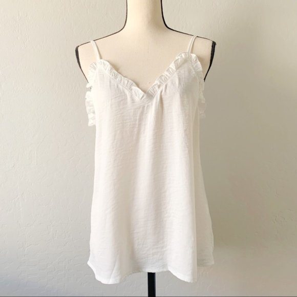 White Cami with Ruffle Trim - Picture 2 of 4